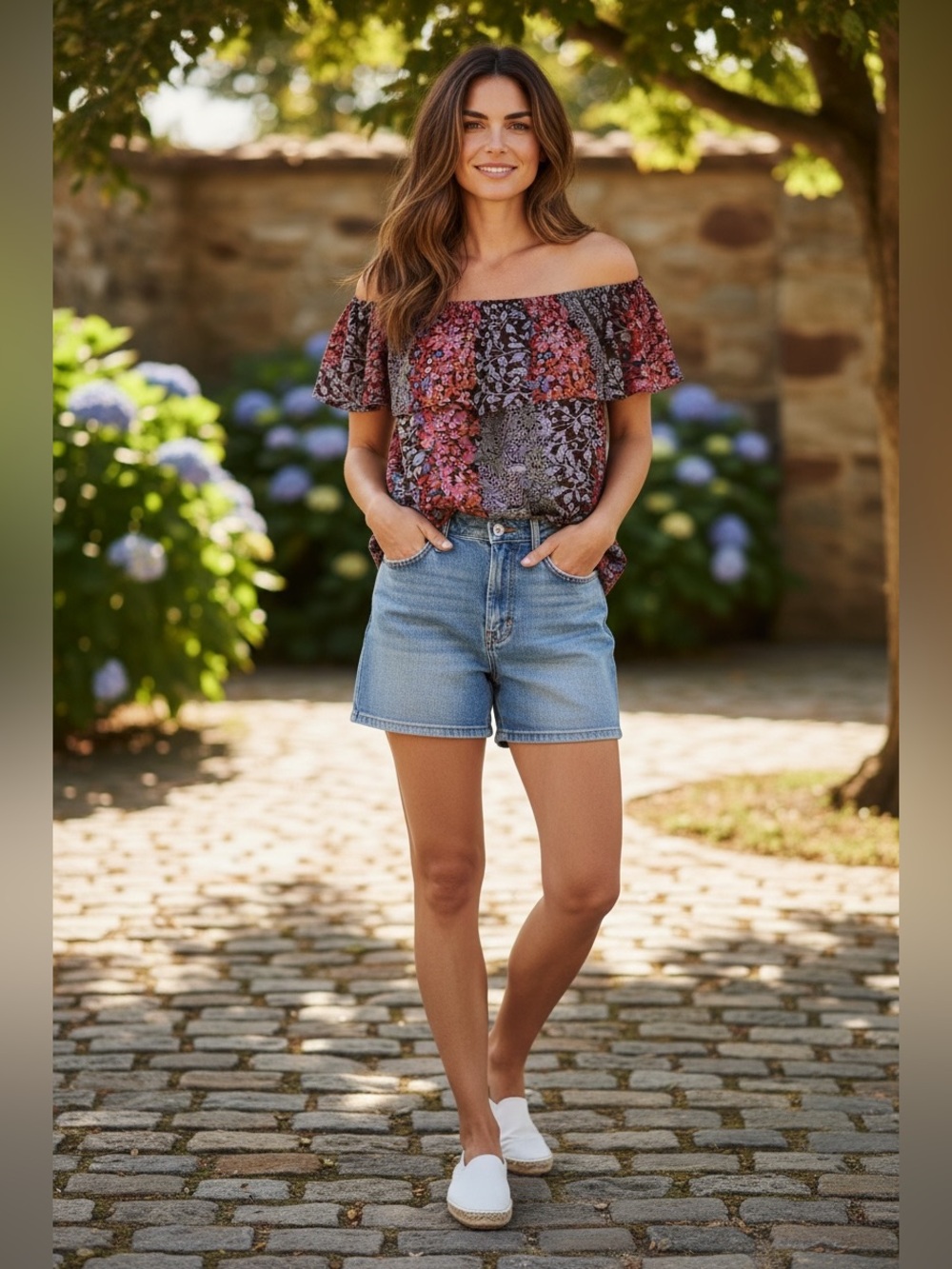 Maeve For Anthropologie Vallita Floral Print Off-Shoulder Top Size Small